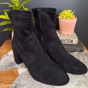 Black Velvet Zip Ankle Booties
